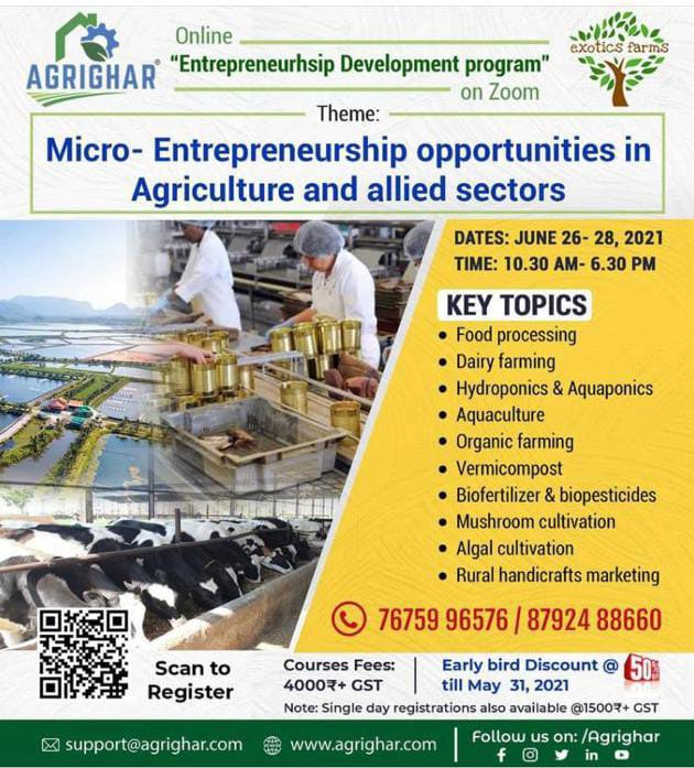 Micro- Entrepreneurship opportunities in Agriculture and allied sectors